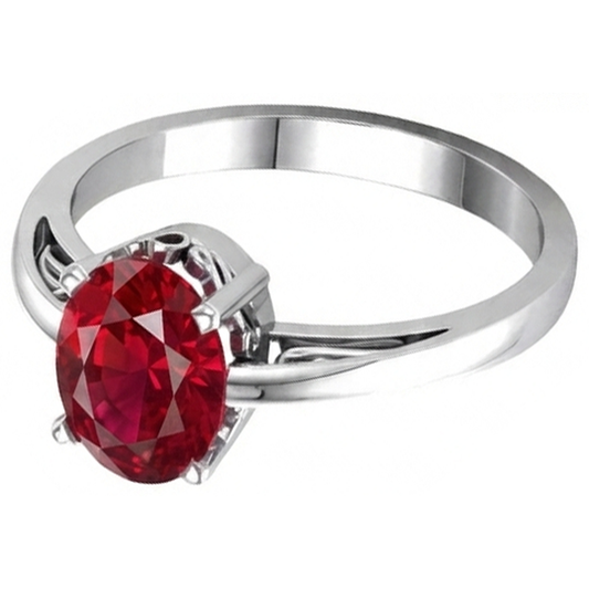 naturel oval rubis 2carats bague angle de côté