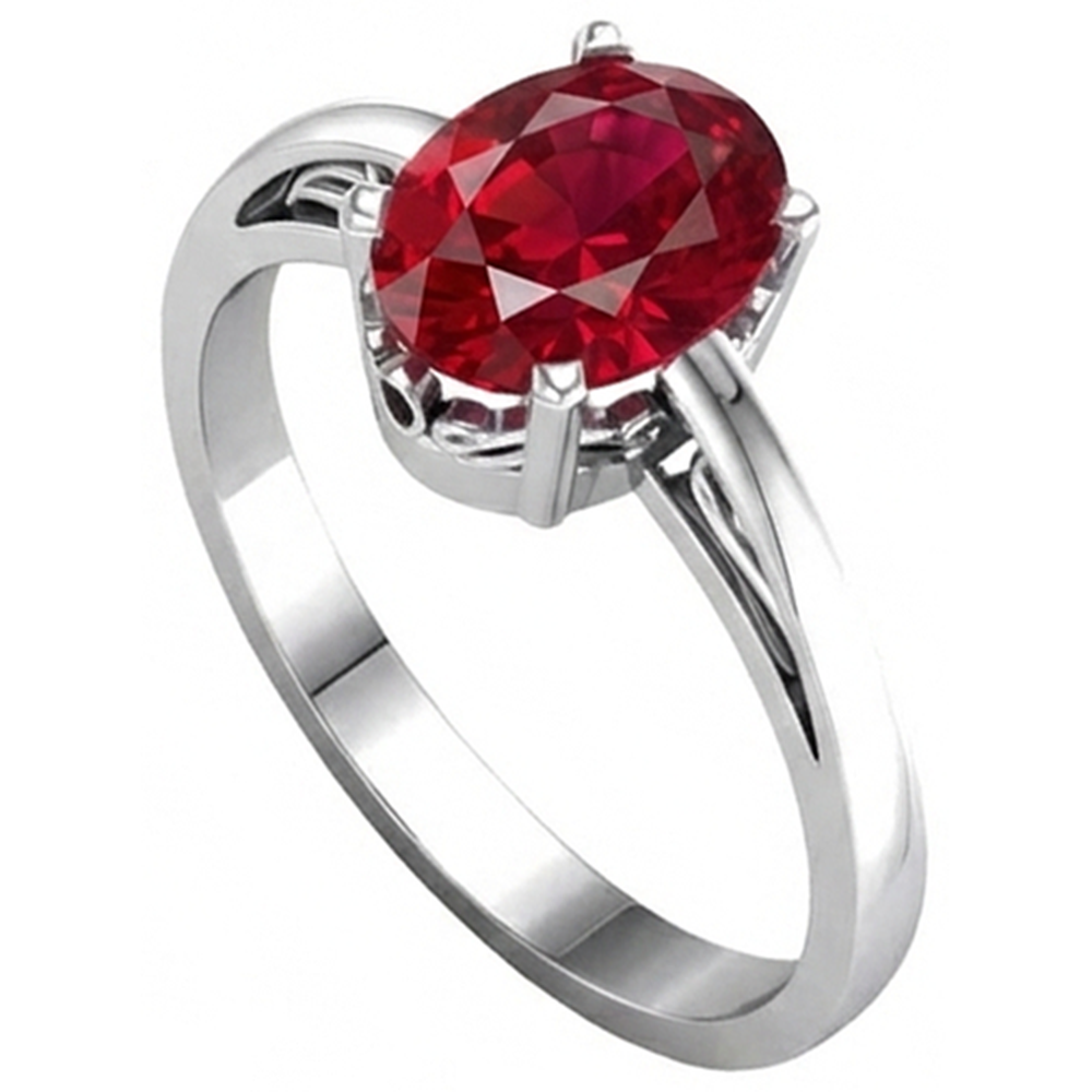 naturel oval rubis 2carats bague détail rapproché