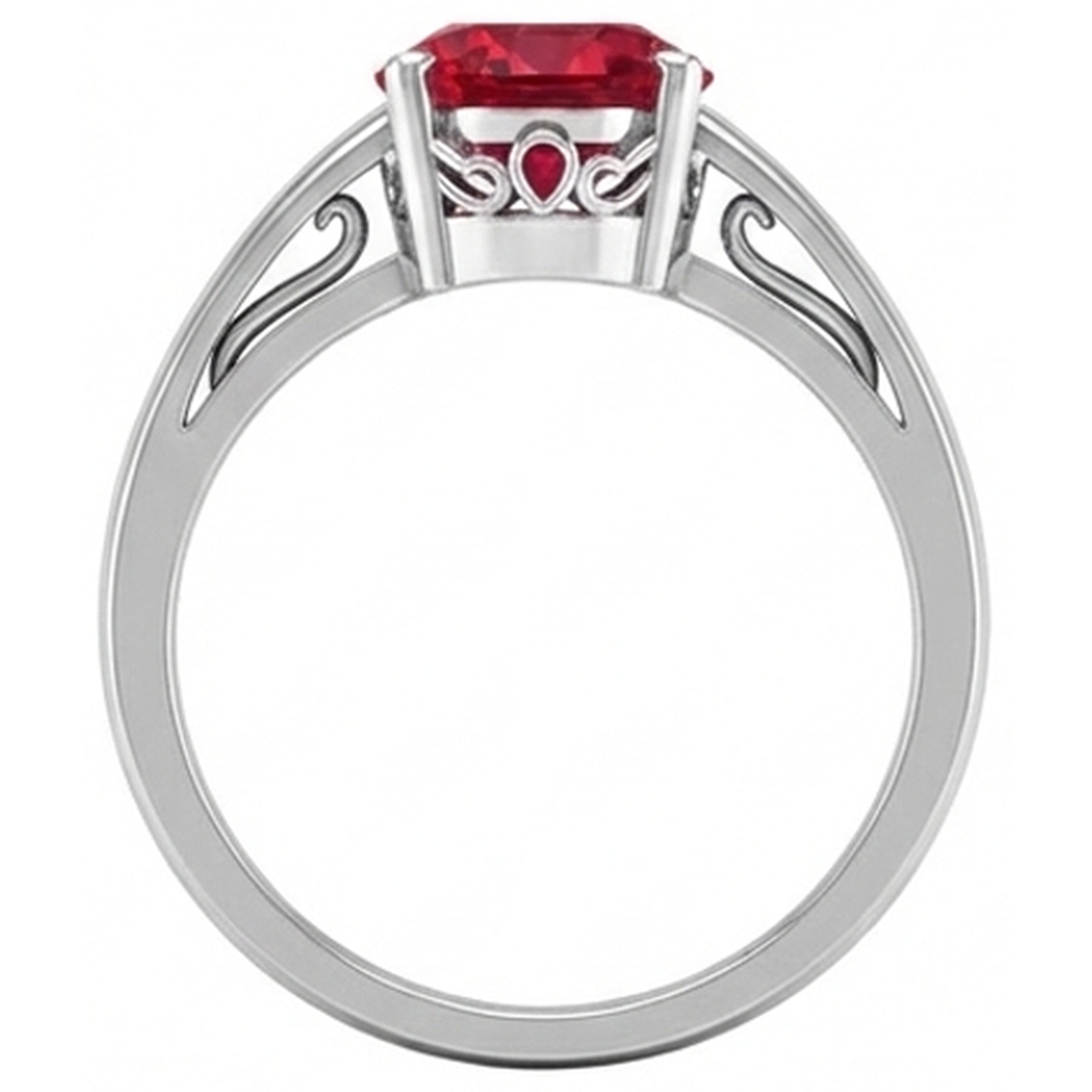 naturel oval rubis 2carats bague vue de profil