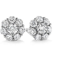 Ensemble de griffes taille brillant 4.80 ct. Boucles d'oreilles halo de Réel diamants 14K Wg