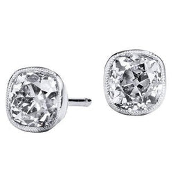 Ensemble de lunette étincelante ancienne mine Cut 2.5 ct. Boucles D'oreilles Clous Réel Diamants Or