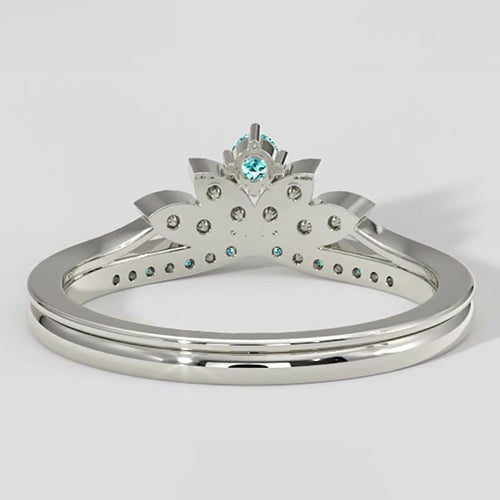 Ensemble de bagues couronne en tourmaline Paraiba et diamants