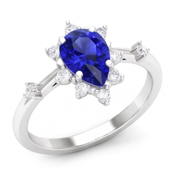 Étoile Saphir Bleu Bleuet Bague Pierre de Couleur 1,50 carats
