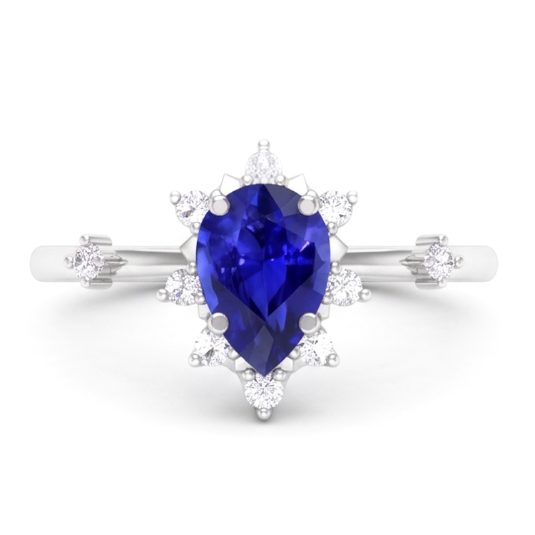 Étoile Saphir Bleu Bleuet Bague Pierre de Couleur 1,50 carats