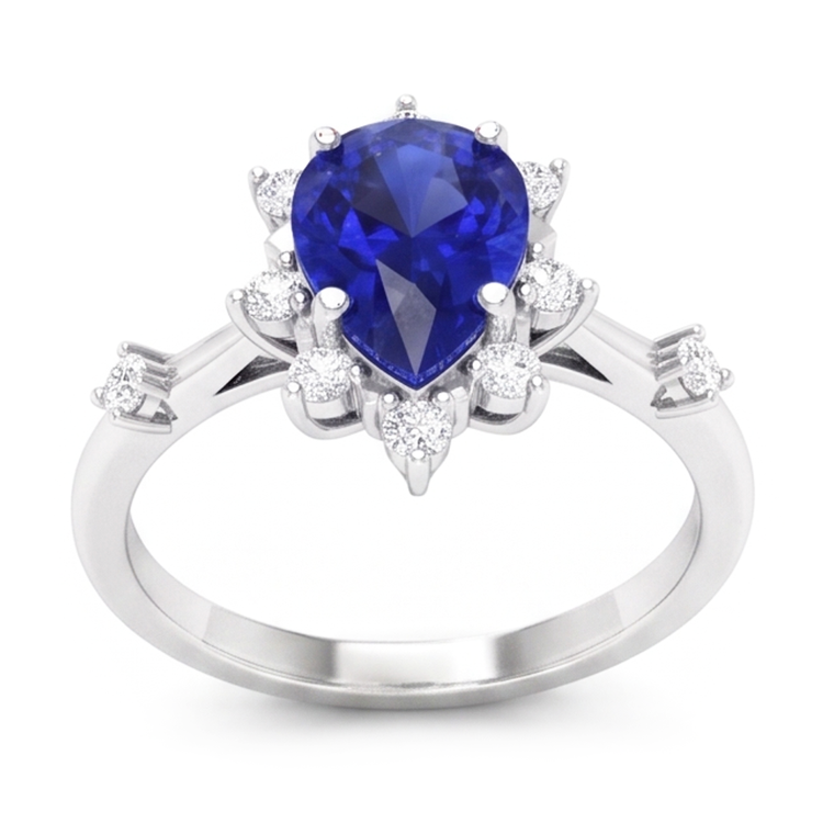 Étoile Saphir Bleu Bleuet Bague Pierre de Couleur 1,50 carats