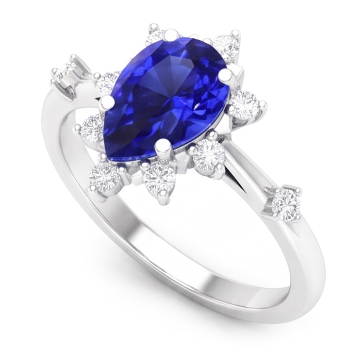 Étoile Saphir Bleu Bleuet Bague Pierre de Couleur 1,50 carats