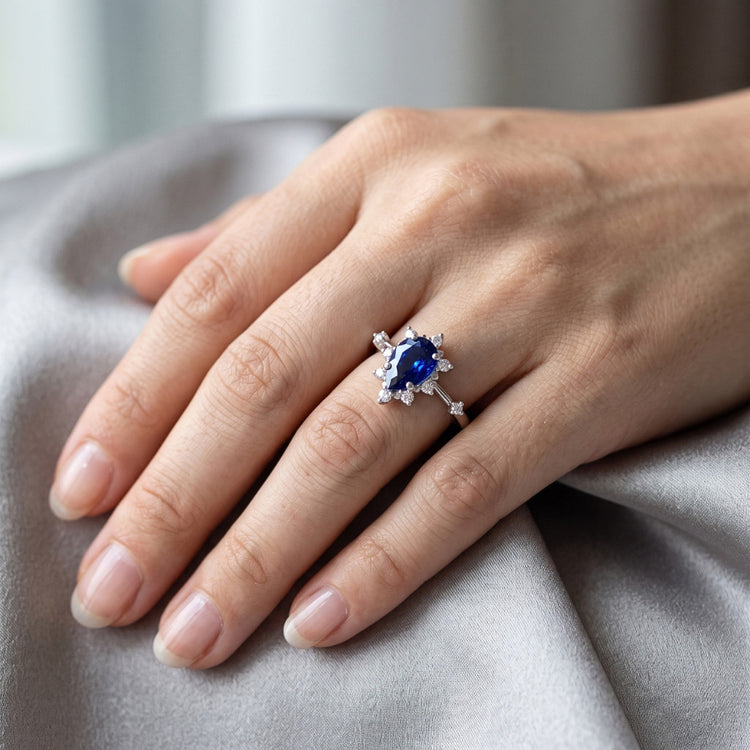 Étoile Saphir Bleu Bleuet Bague Pierre de Couleur 1,50 carats