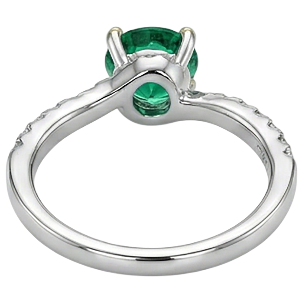 Bague avec Gemme Or 14K Bicolore avec Émeraude – vue arrière