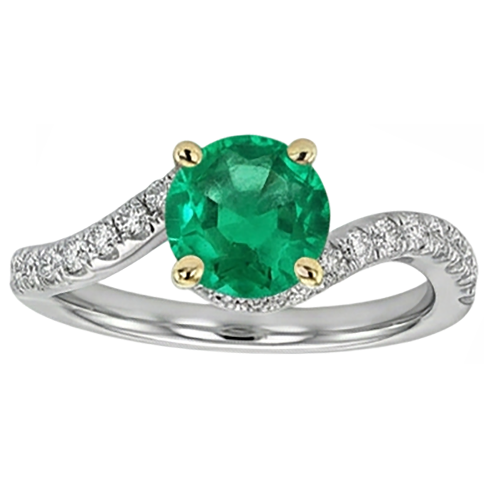 Émeraude Bague avec Gemme 2,50 carats Or 14K Bicolore – vue de côté