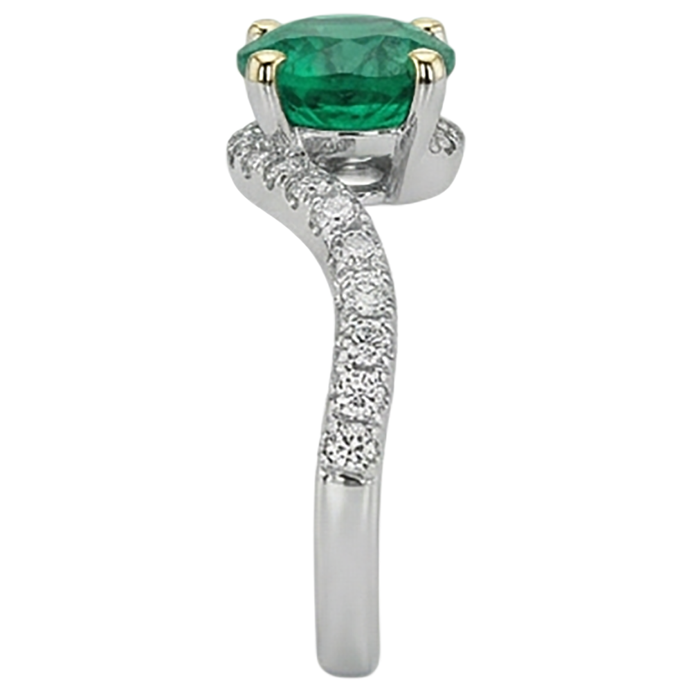 Émeraude Bague avec Gemme 2,50-carats Or 14K Bicolore – vue de dessus