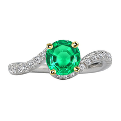 Tige Torsadée Bague avec Gemme – Émeraude 2,50 carats Or 14K
