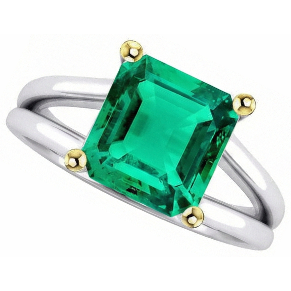 Artisanal Émeraude Bague avec Gemme 5,50 carats – vue de face