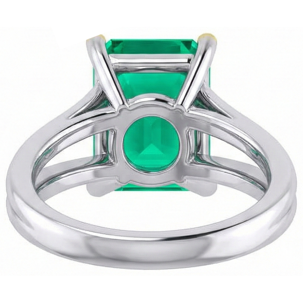 Asscher Émeraude bague en Or Bicolore 14 Carats – vue de dessus