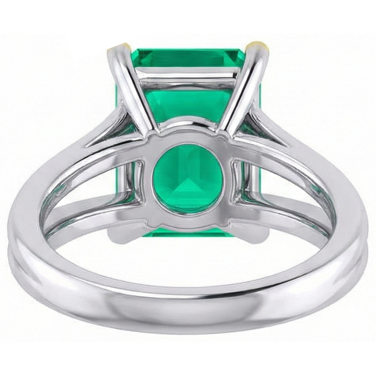 Asscher Émeraude bague en Or Bicolore 14 Carats – vue de dessus