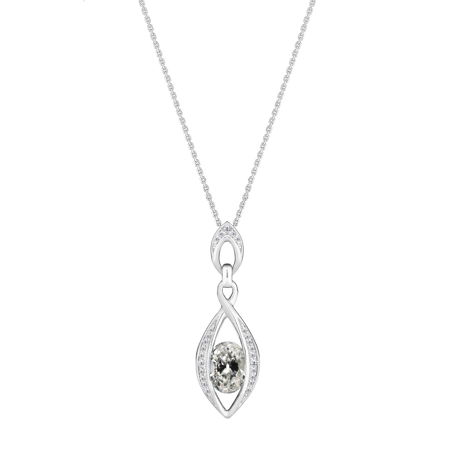 Diamant Fin Pendentif Goutte 1,50 carats Or Blanc 14 Carats – vue principale