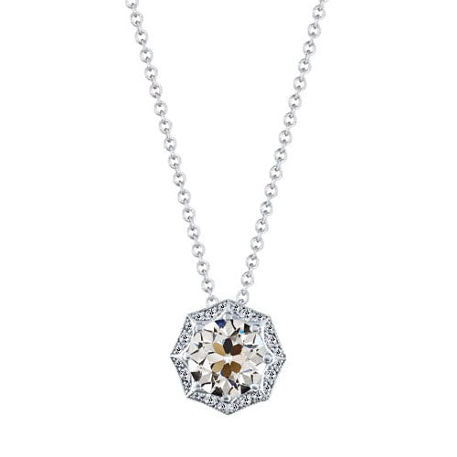 Coussin Antique Diamant bague en Or Blanc 14 Carats – vue principale