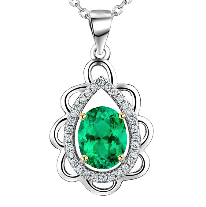 Brillant Émeraude Colombienne Pendentif Pierre Précieuse 2,50 carats – vue principale