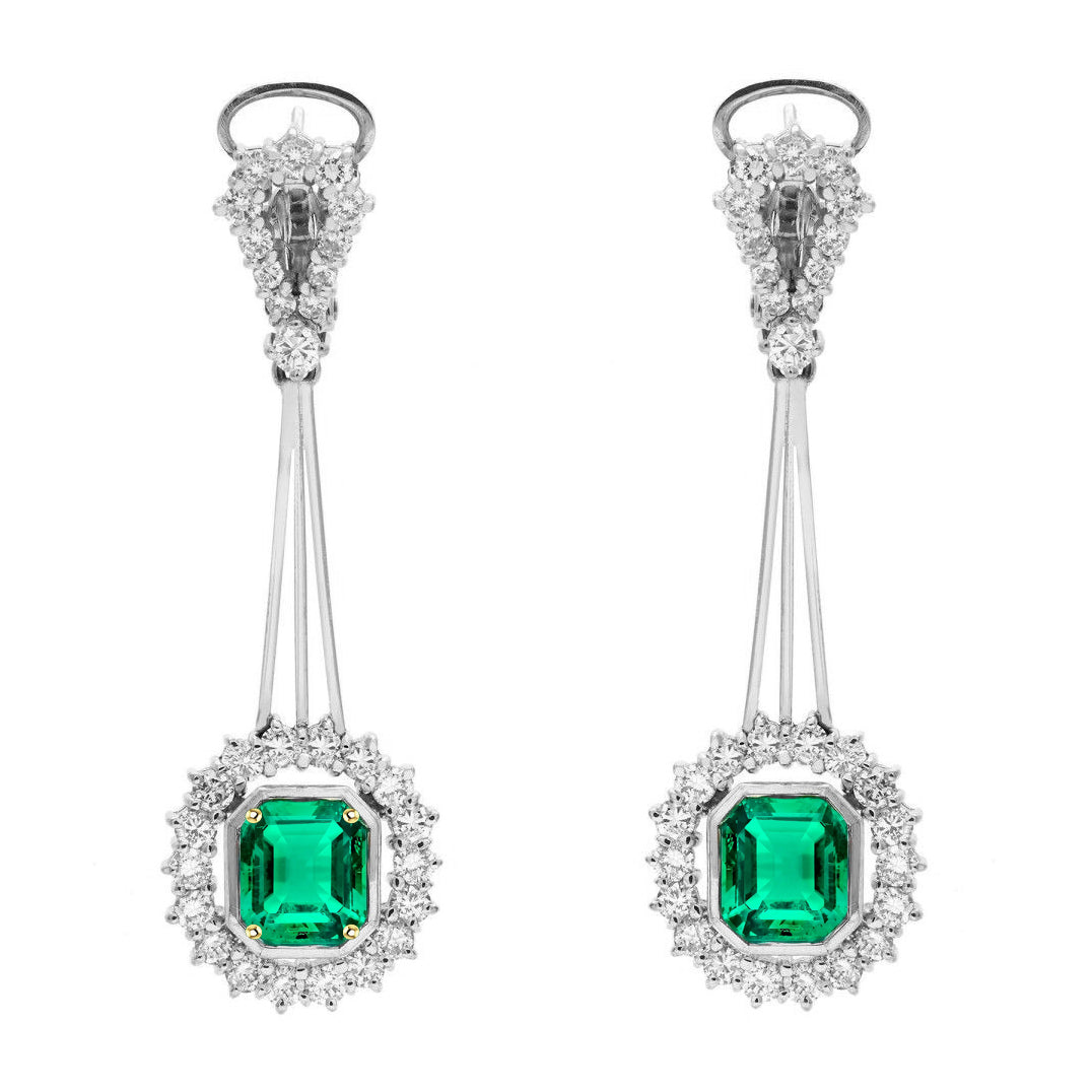 Émeraude Gemstone Earring 1,50 carats Or Deux Tons 14 Carats – vue principale