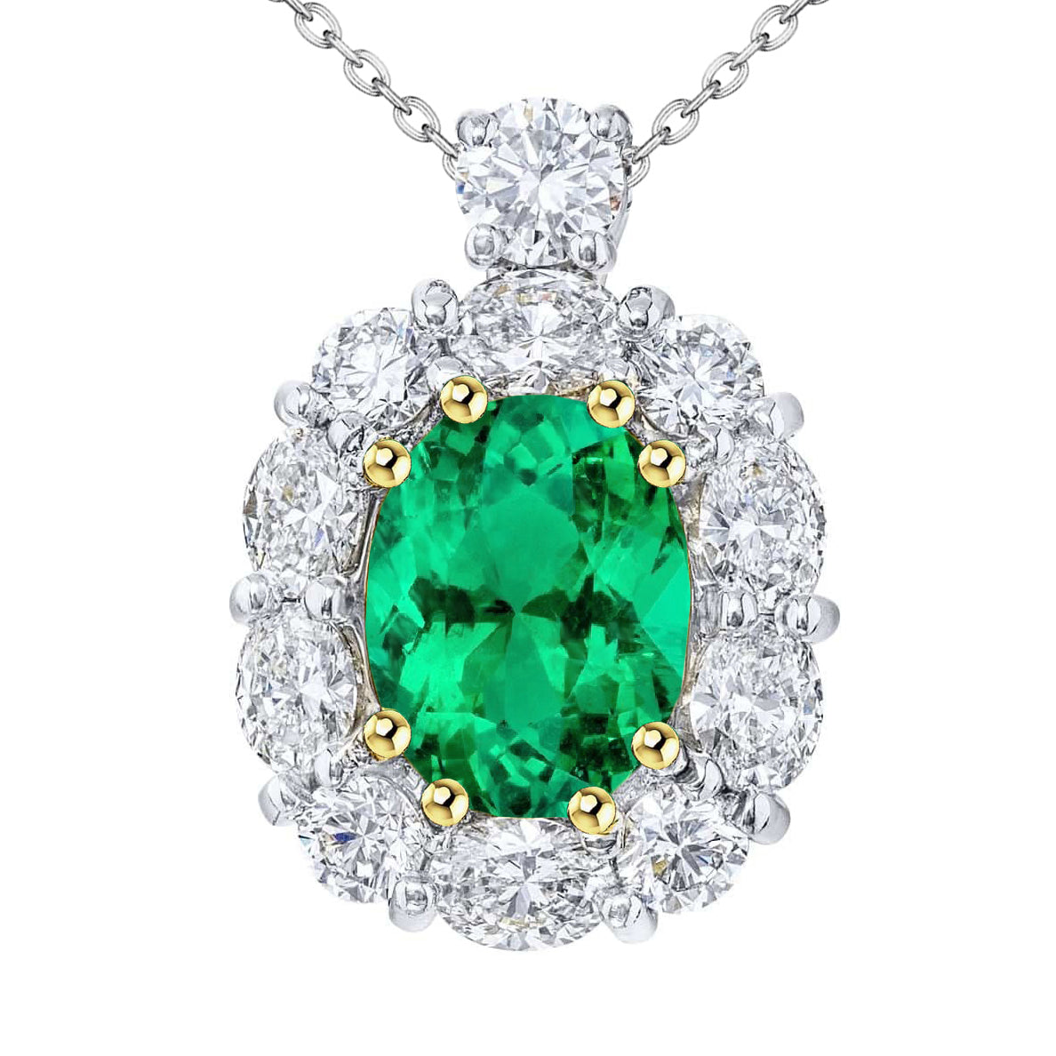 Émeraude Pendentif Gemme 6-carats Or Deux Tons 14 Carats – vue principale