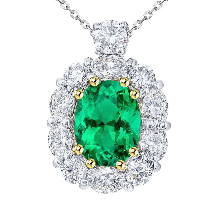 Émeraude Pendentif Gemme 6-carats Or Deux Tons 14 Carats – vue principale