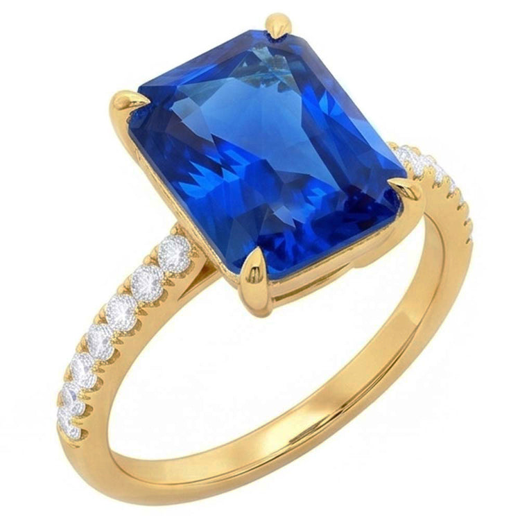 Femmes Diamant Rond Bijoux Nouvelle Bague Radiant Ceylan Saphir 4 Carats