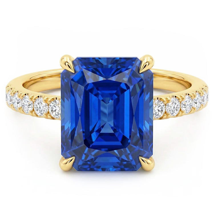 Femmes Diamant Rond Bijoux Nouvelle Bague Radiant Ceylan Saphir 4 Carats