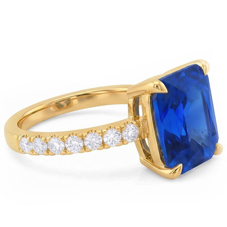 Femmes Diamant Rond Bijoux Nouvelle Bague Radiant Ceylan Saphir 4 Carats