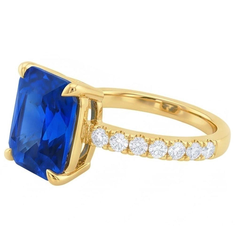 Femmes Diamant Rond Bijoux Nouvelle Bague Radiant Ceylan Saphir 4 Carats
