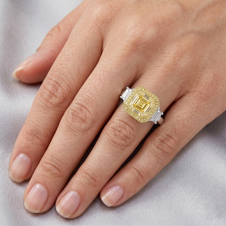 Fin VVS Diamant Jaune Fancy Bague Joaillerie – 2 carats Or Deux
