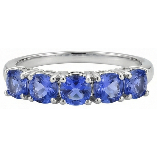 Five Stone Round Tanzanite Gemstone 2.50 Carat Bague Bijoux