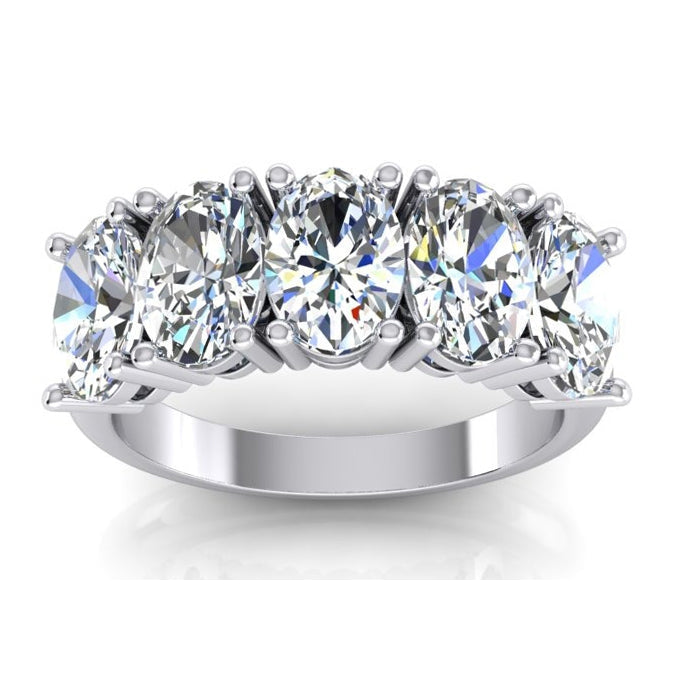 Ovale Diamant Fin bague en Or Blanc 14 Carats – vue de côté