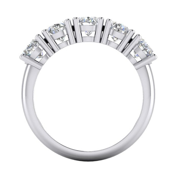 Diamant Fin Ovale Half Eternity Band en Or Blanc 14 Carats – vue de profil