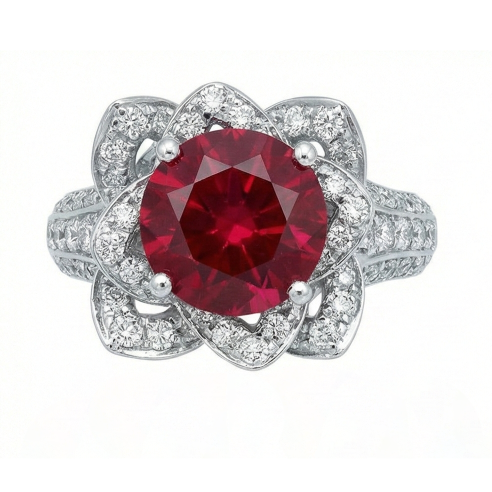 naturel round diamant 2.51carats bague vue de face