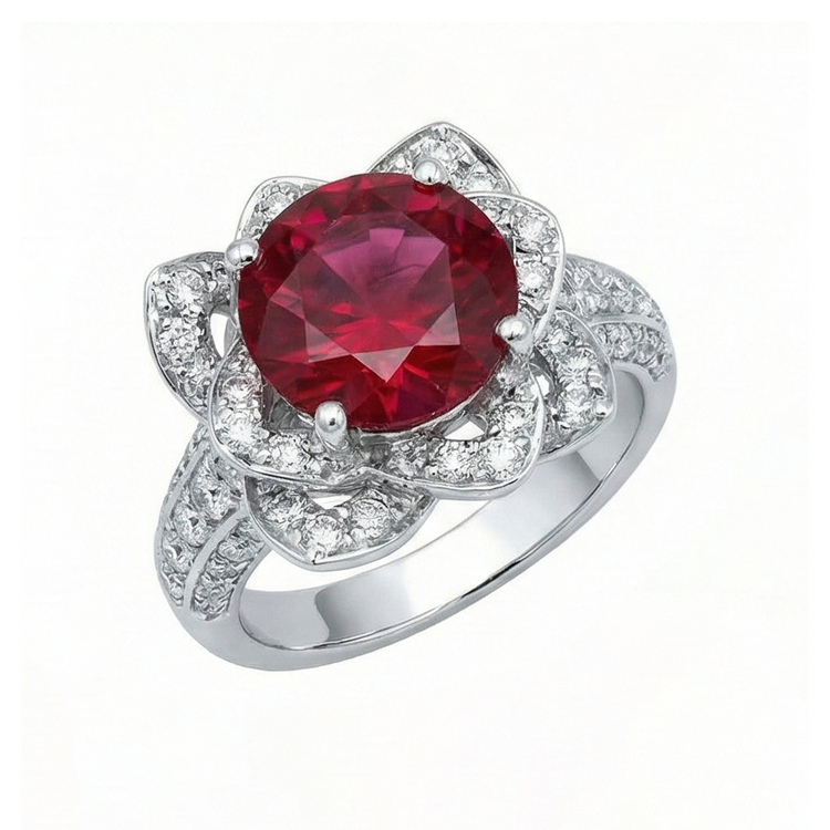 naturel round diamant 2.51carats bague angle de côté