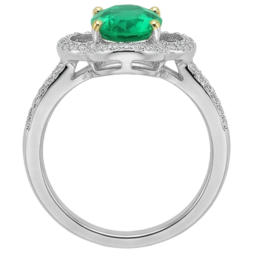 Émeraude Bague Pierre Précieuse 1,50 carats Or Bicolore 14 Carats – vue de dessus