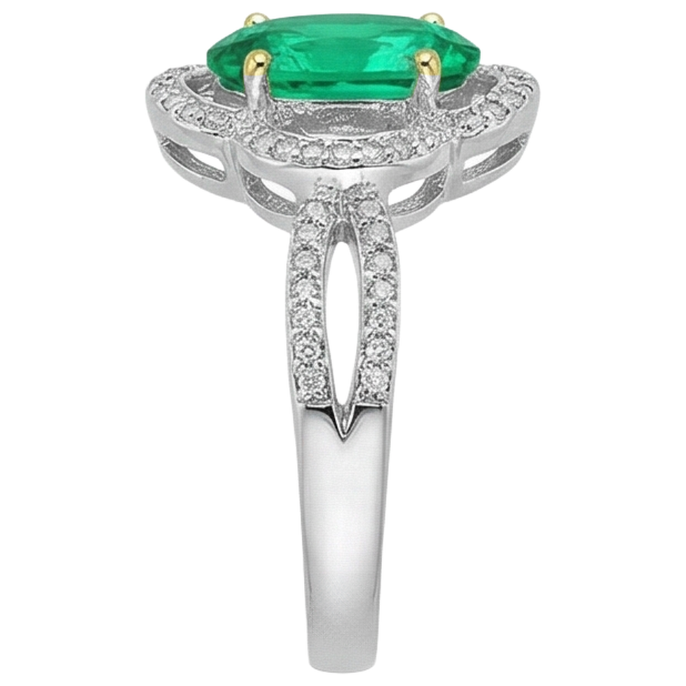 Exquis Émeraude Bague Pierre Précieuse 1,50 carats – vue de profil