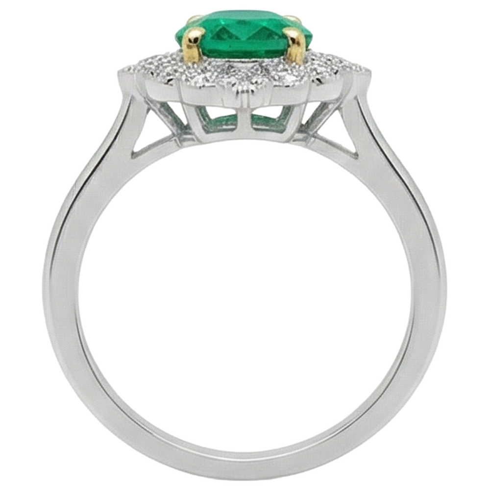 Émeraude Bague Pierre Précieuse 2 carats Or 14K Bicolore – vue de profil