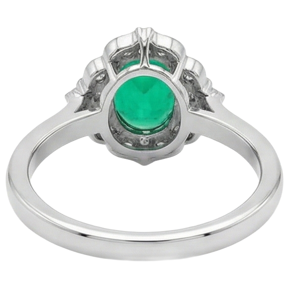Ovale Émeraude bague en Or 14K Bicolore – vue de dessus