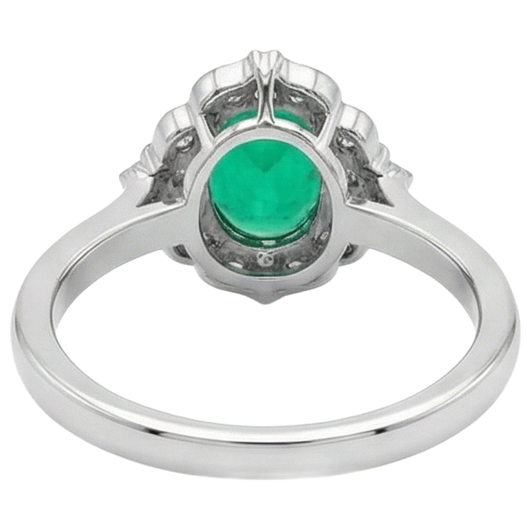 Ovale Émeraude bague en Or 14K Bicolore – vue de dessus