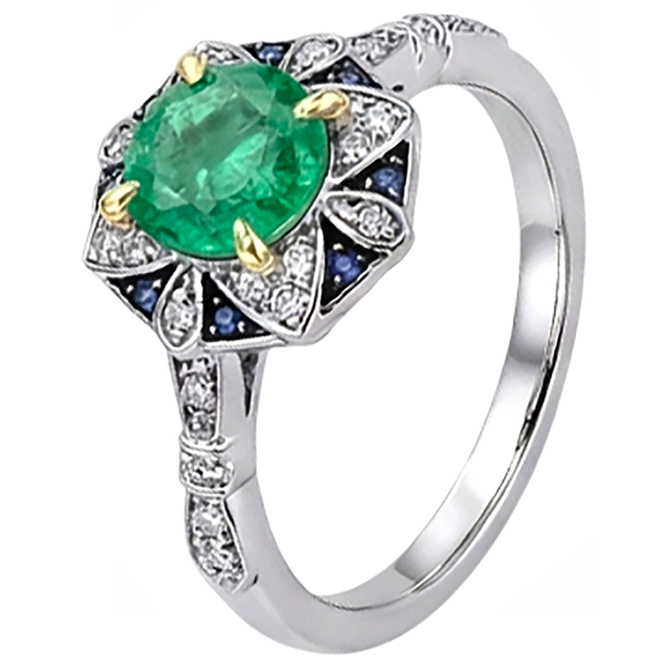 Bague Pierre Précieuse 14K avec Émeraude – vue de profil