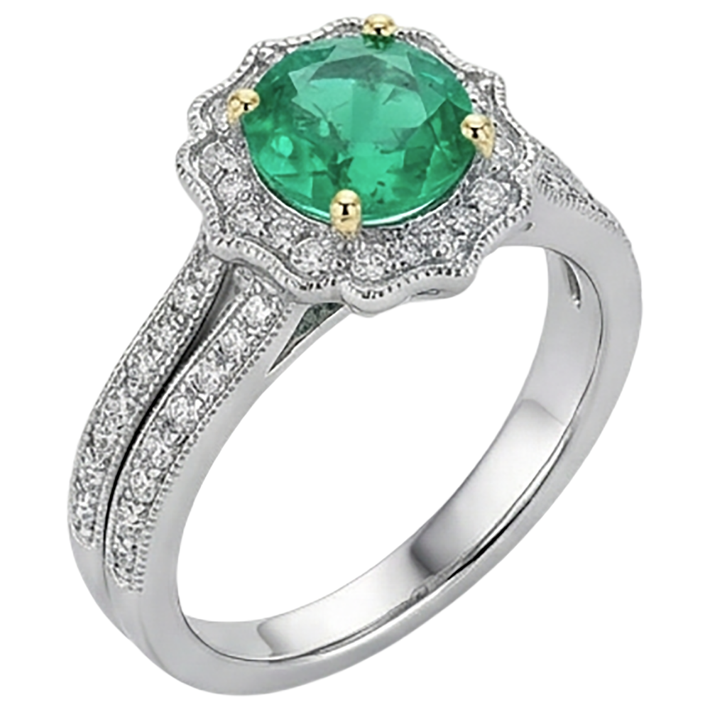 Émeraude Fine Bague avec Gemme – vue de côté
