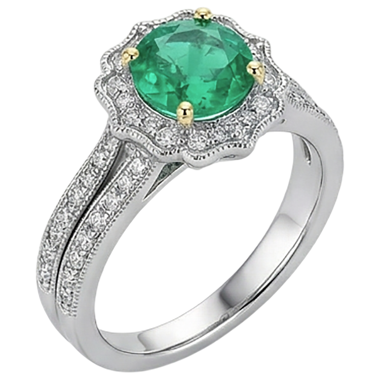 Émeraude Fine Bague avec Gemme – vue de côté