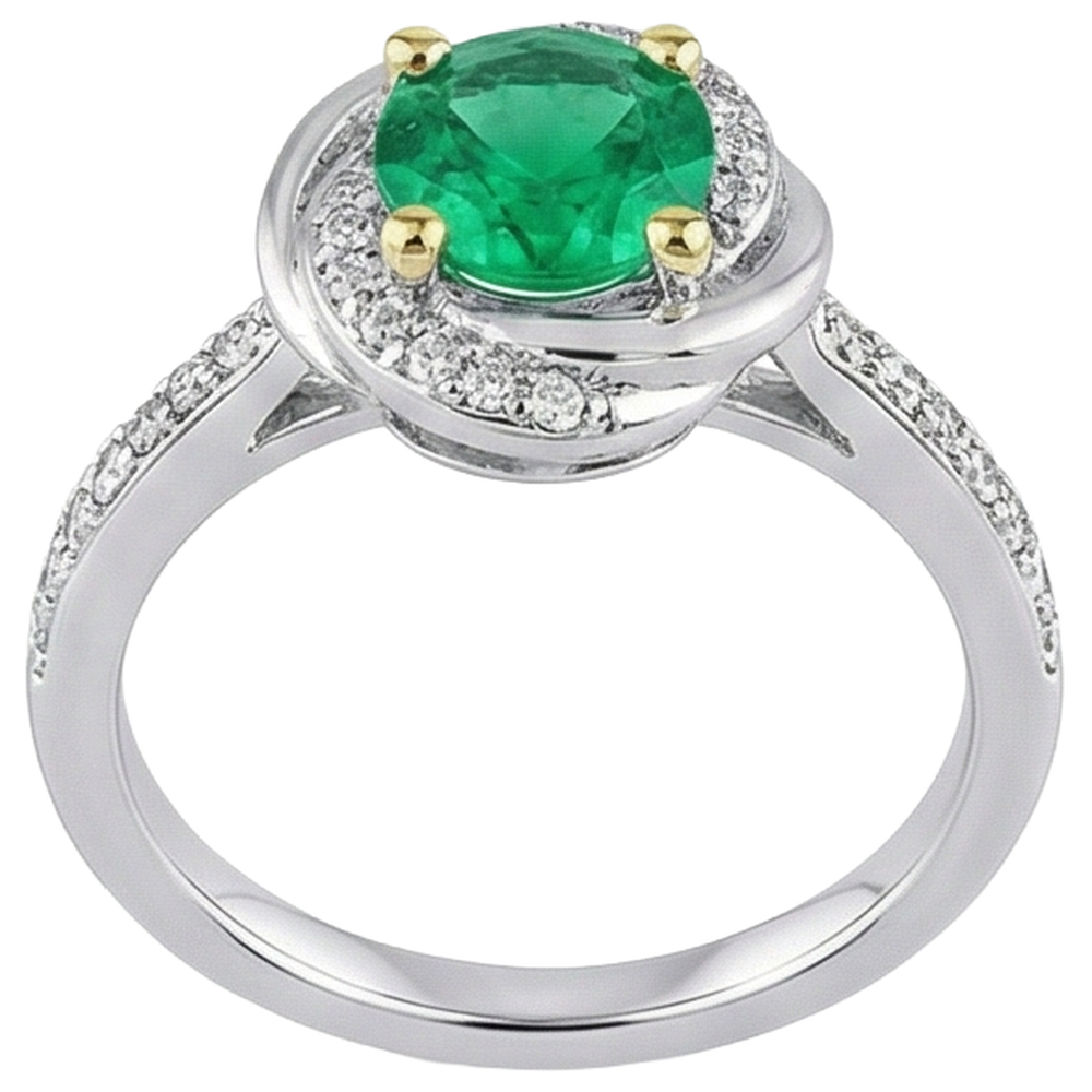 Artisanal Émeraude Fine Bague Pierre Précieuse 1 carats – vue d'angle