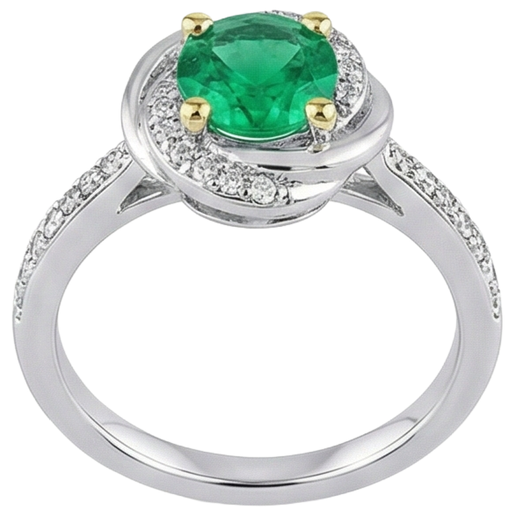 Artisanal Émeraude Fine Bague Pierre Précieuse 1 carats – vue d'angle