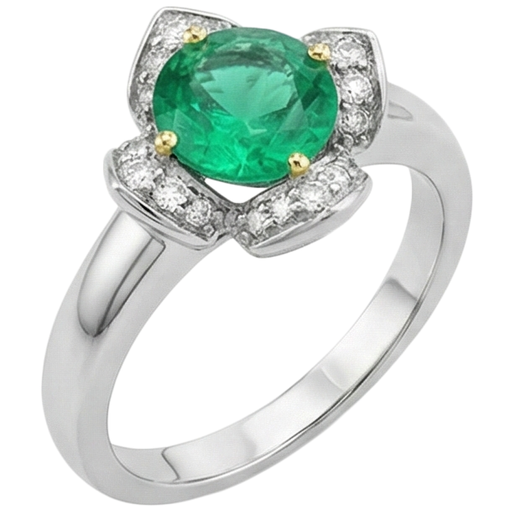 Exquis Émeraude Fine Bague Pierre de Couleur 1,50 carats – vue de face