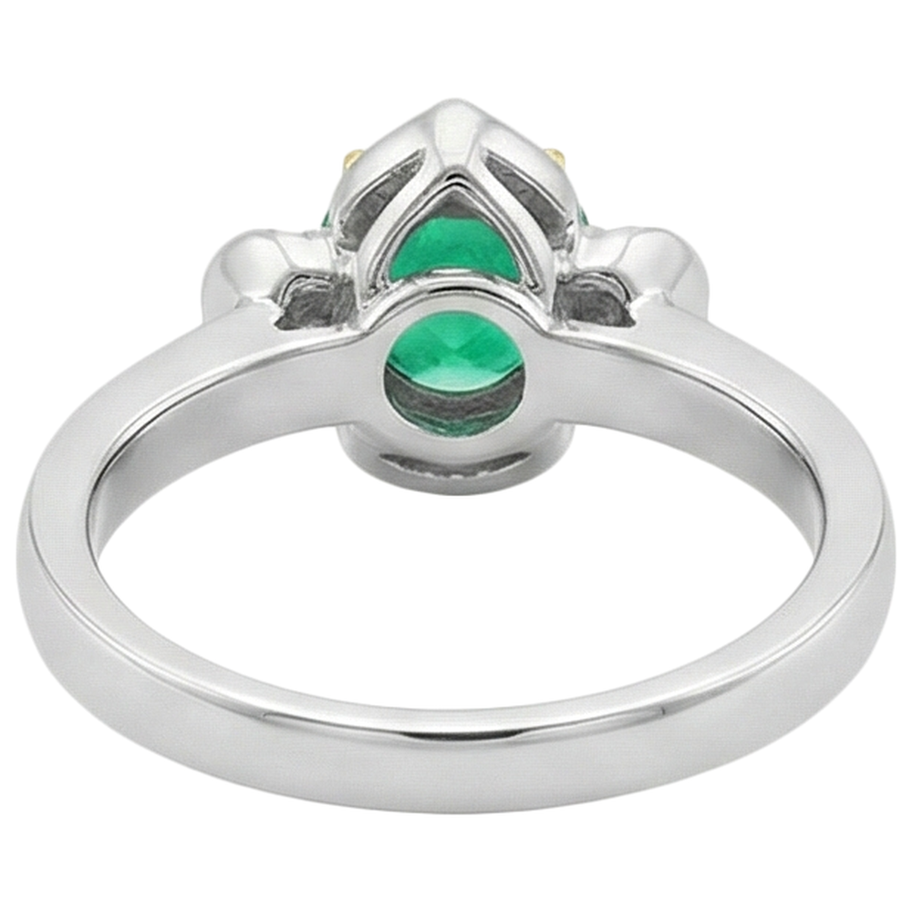Bague Pierre de Couleur Or Deux Tons 14 Carats avec Émeraude Fine – vue arrière