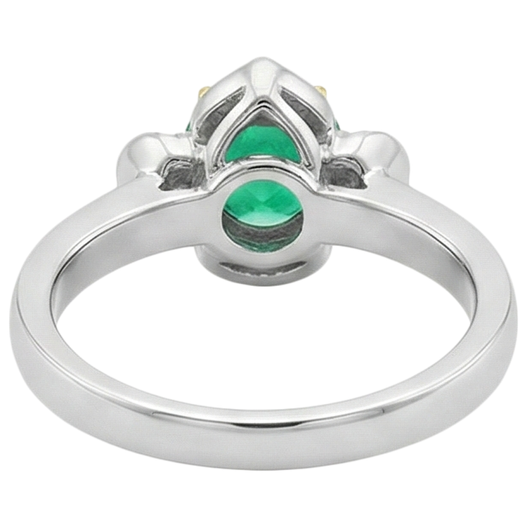 Bague Pierre de Couleur Or Deux Tons 14 Carats avec Émeraude Fine – vue arrière
