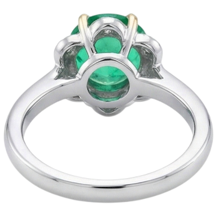 Émeraude Colombienne Bague Pierre de Couleur 2,50-carats Or Deux Tons 14 Carats – vue détaillée