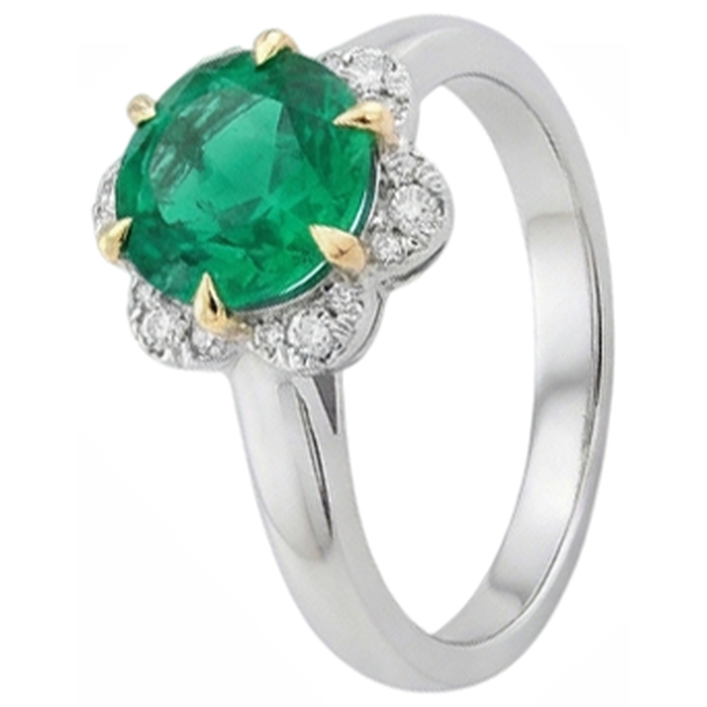 Émeraude Colombienne Bague Pierre de Couleur 2,50 carats Or Deux Tons 14 Carats – vue d'angle