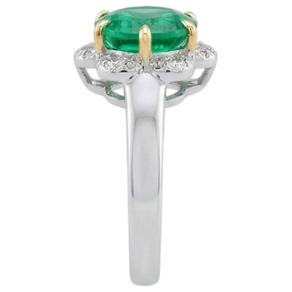 Taille Brillant Émeraude Colombienne bague en Or Deux Tons 14 Carats – vue de dessus